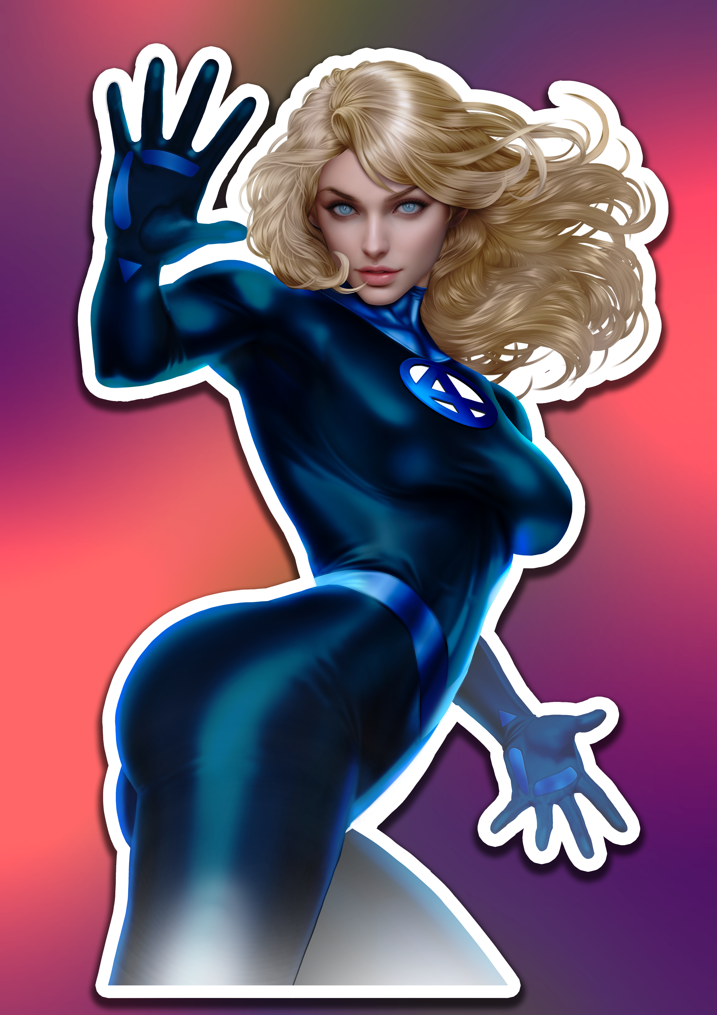 "Fantastic" Invisible Woman Kiss-Cut Stickers 6"