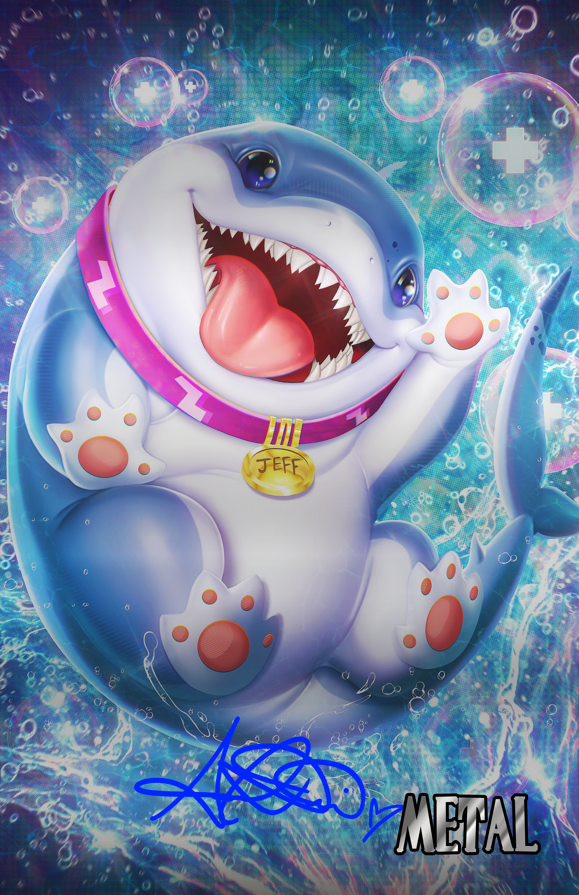 FUN SIZE "Splash" Marvel Rivals Jeff the Landshark Limited Art Print