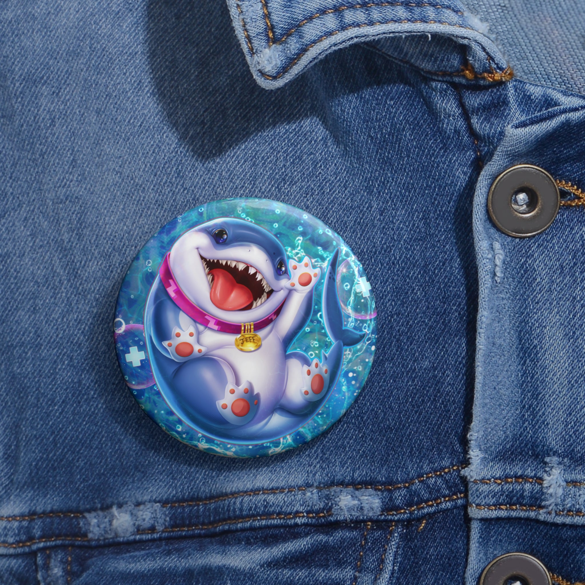 Marvel Rivals: Jeff the Landshark: Chompin' Champion Pin Button