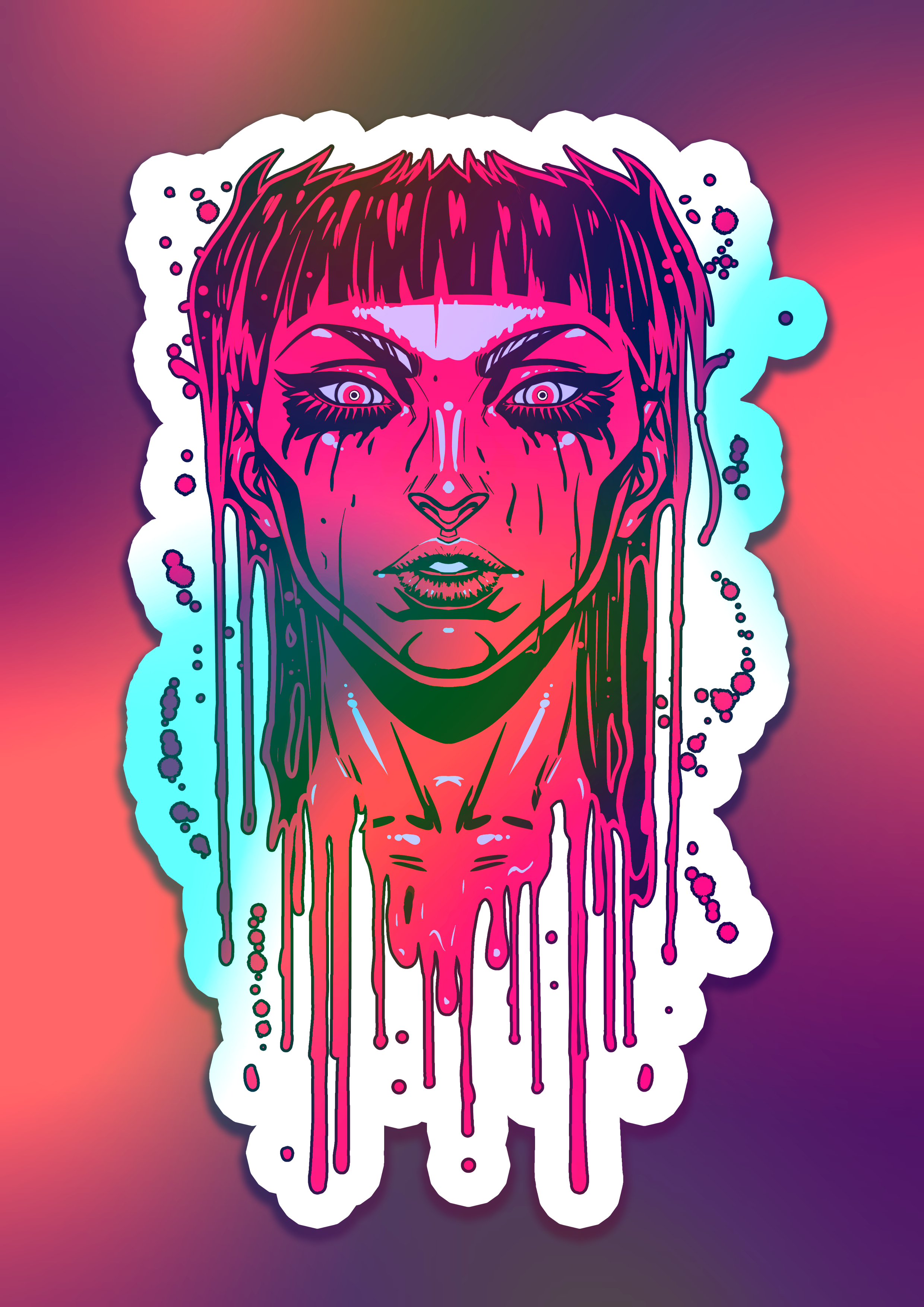 "Acid Pour" Holographic Die-Cut Sticker 4"