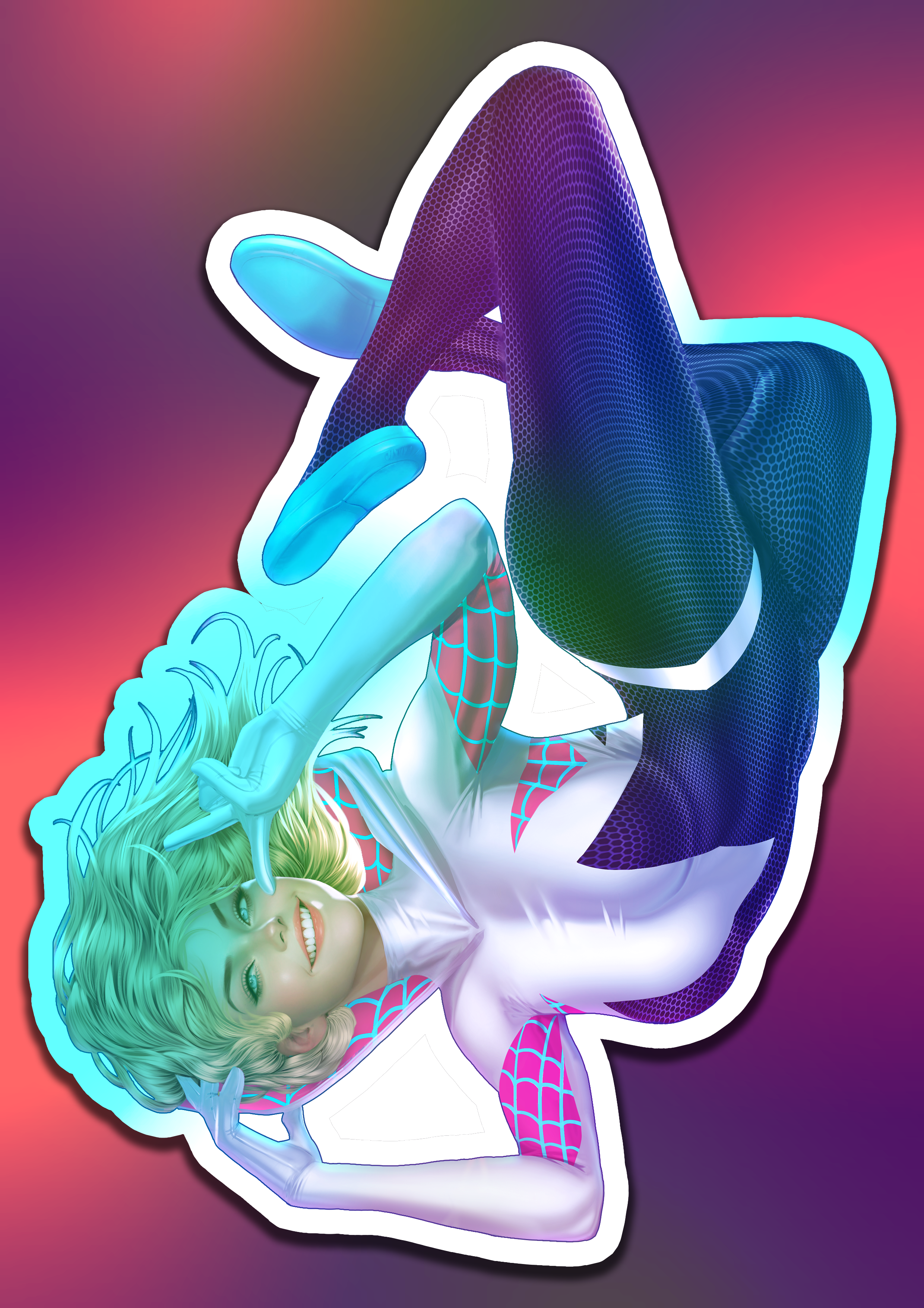 Spider-Gwen GS1 Holographic Die-Cut Sticker 6"