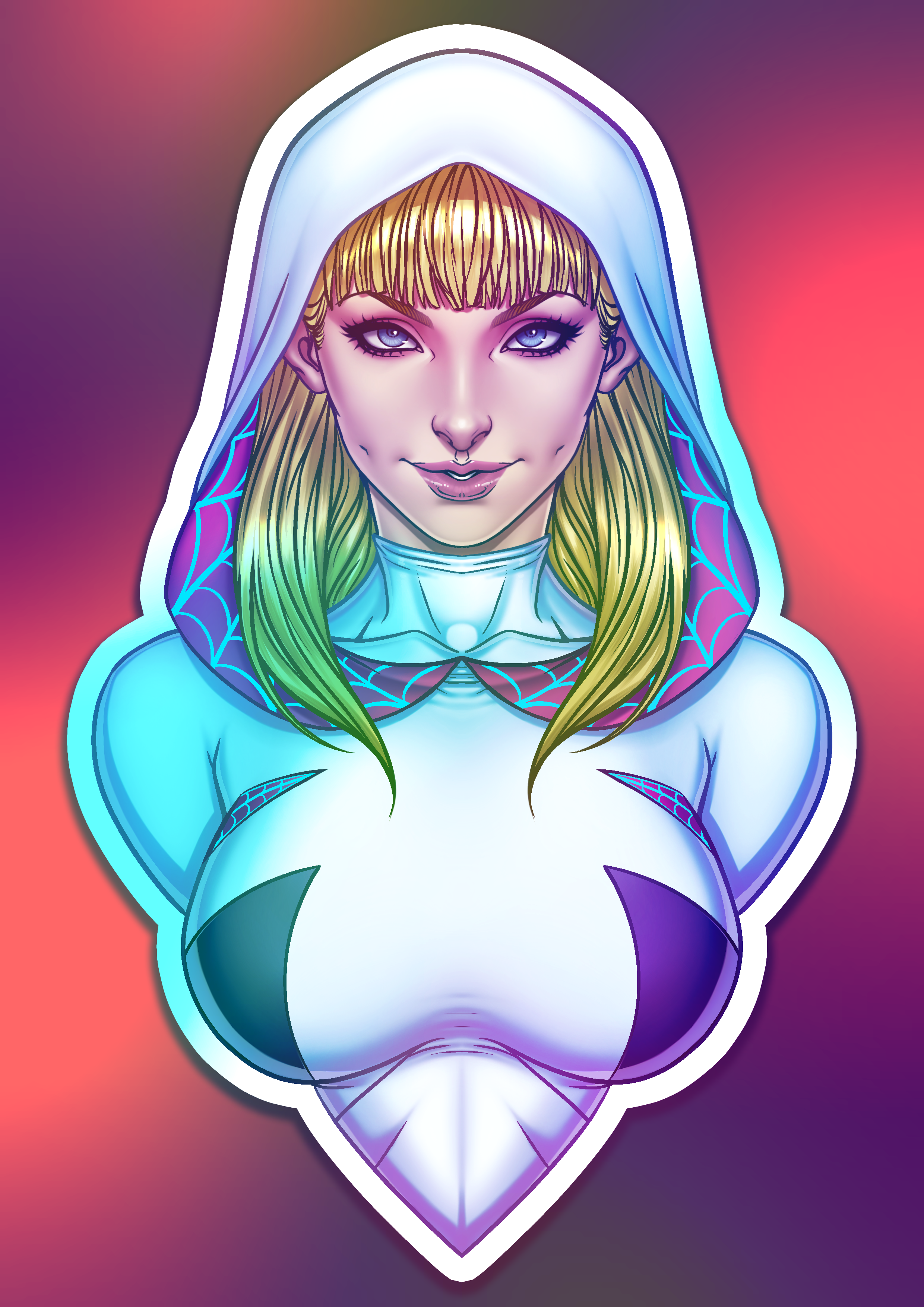 Spider-Gwen Bust Holographic Die-Cut Sticker 4"