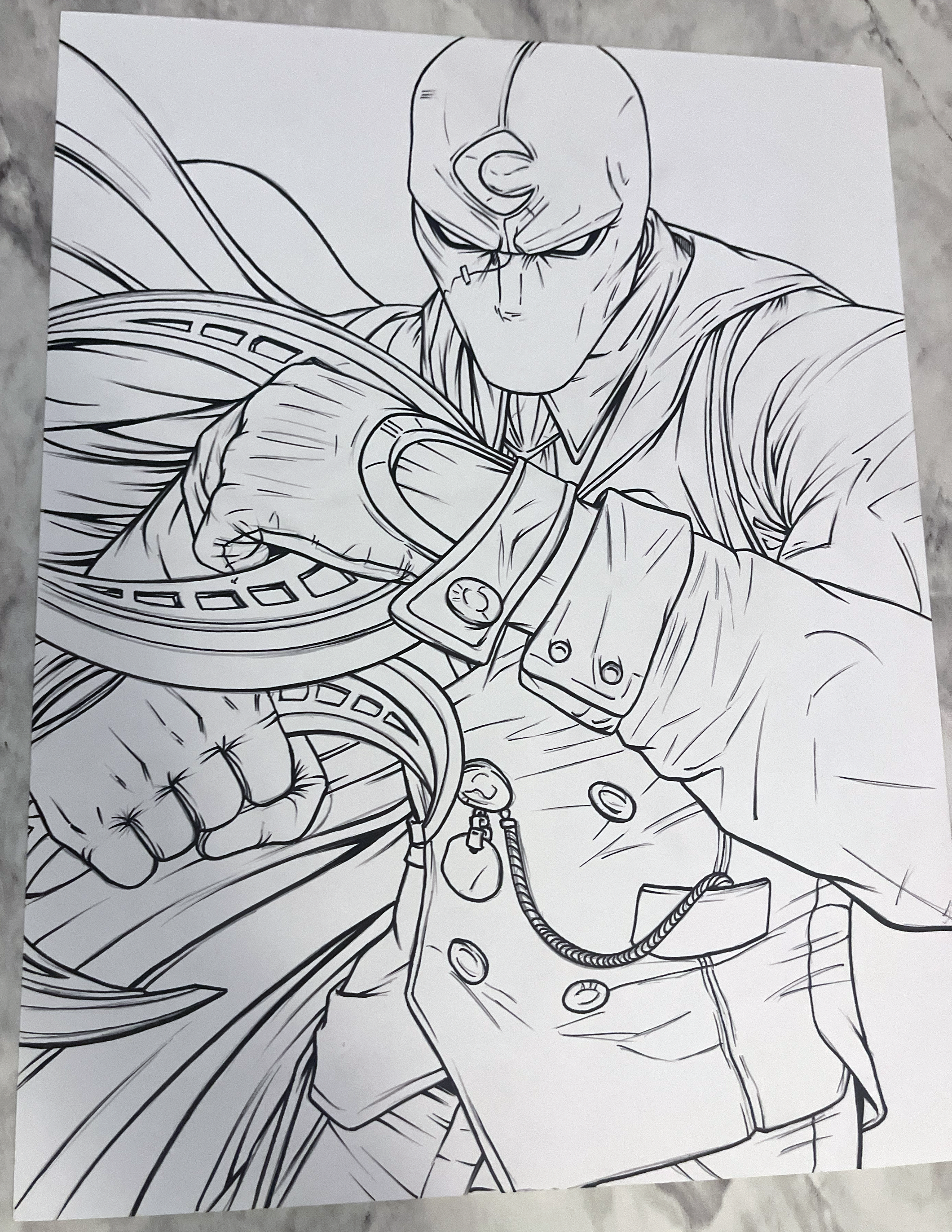 ADA Moon Knight "Mr. Knight" Marvel Rivals A4 Size Art Original