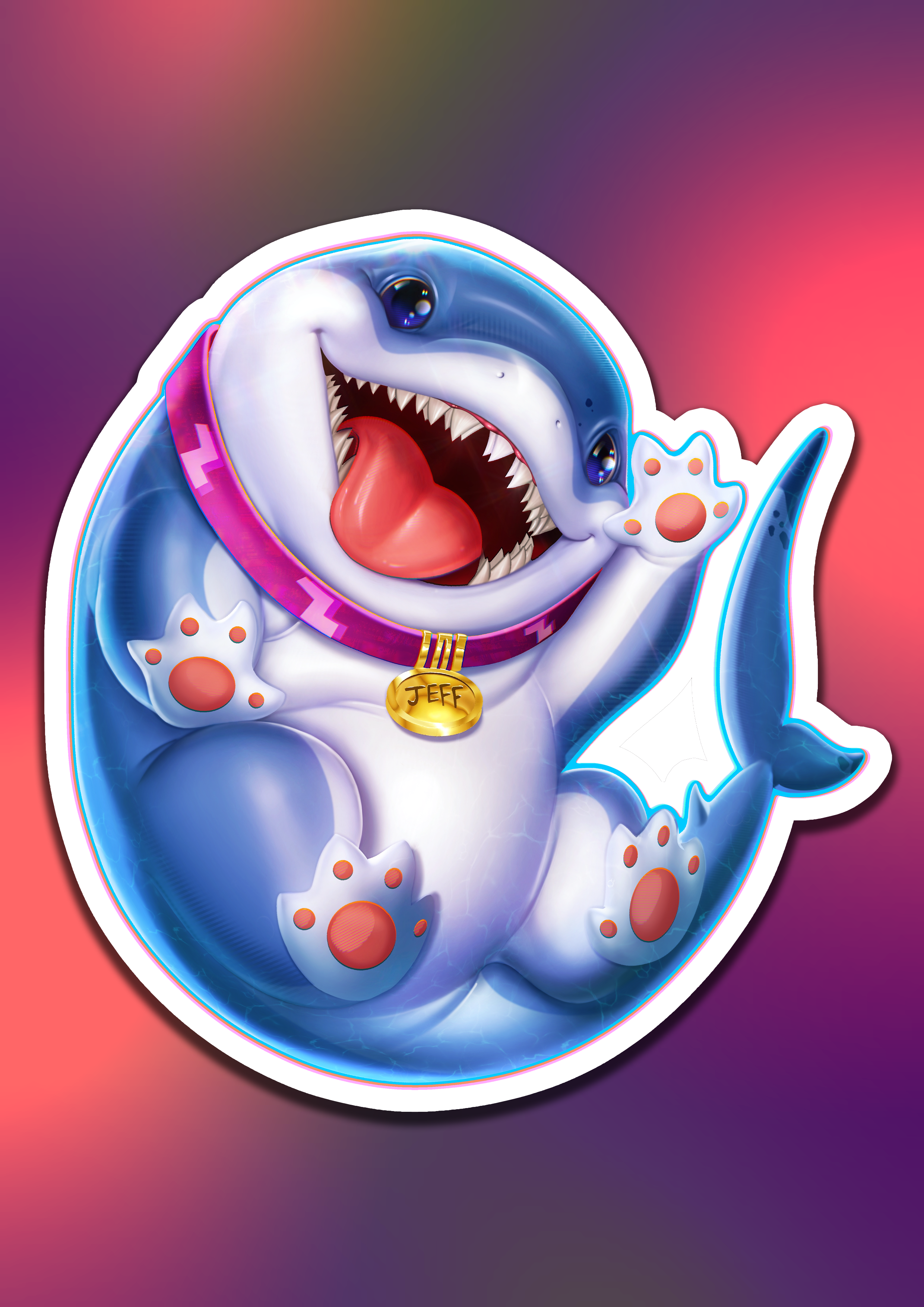 Jeff the Land Shark Kiss-Cut Stickers 6"