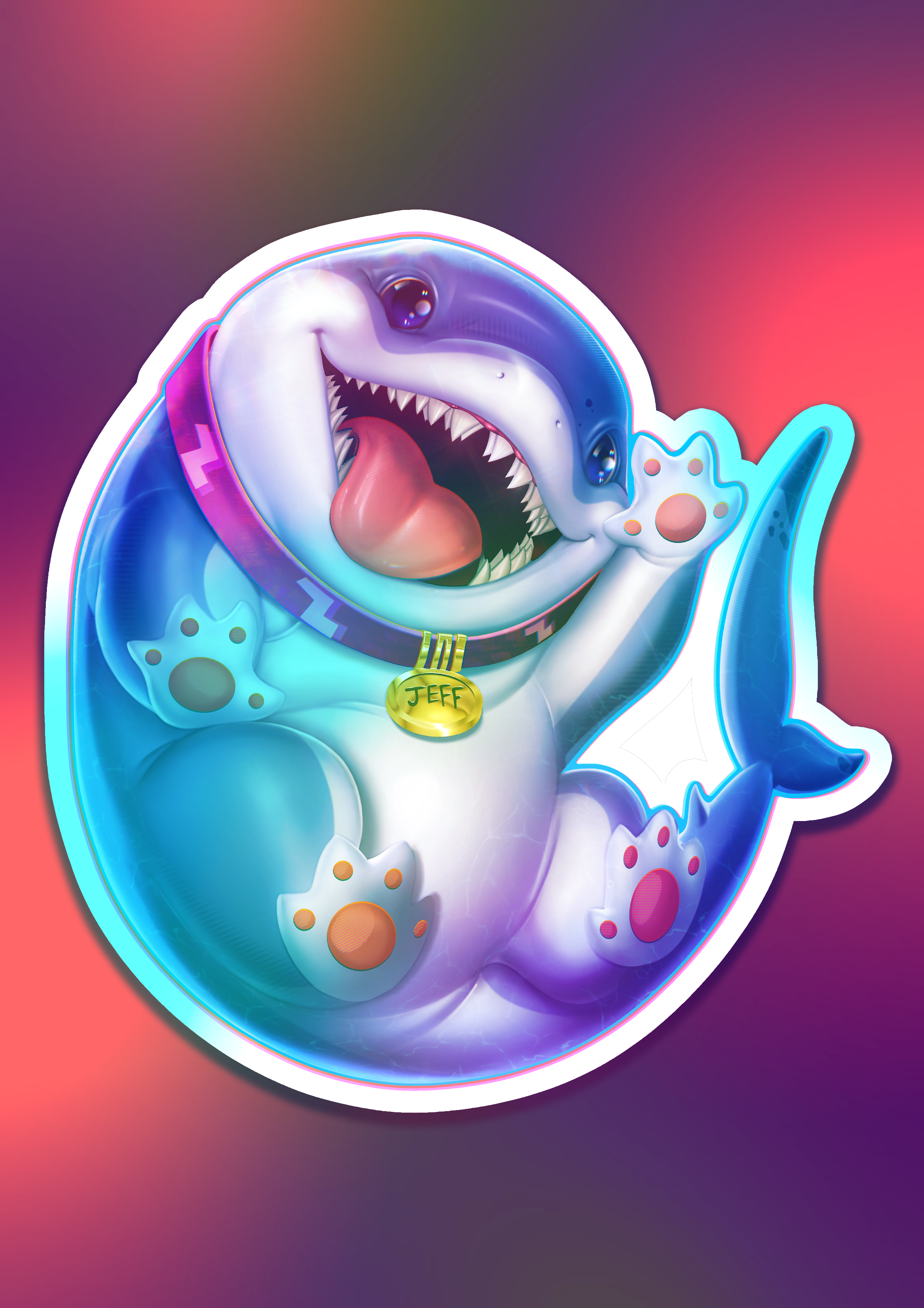 Jeff the Land Shark Holographic Die-Cut Sticker 6"