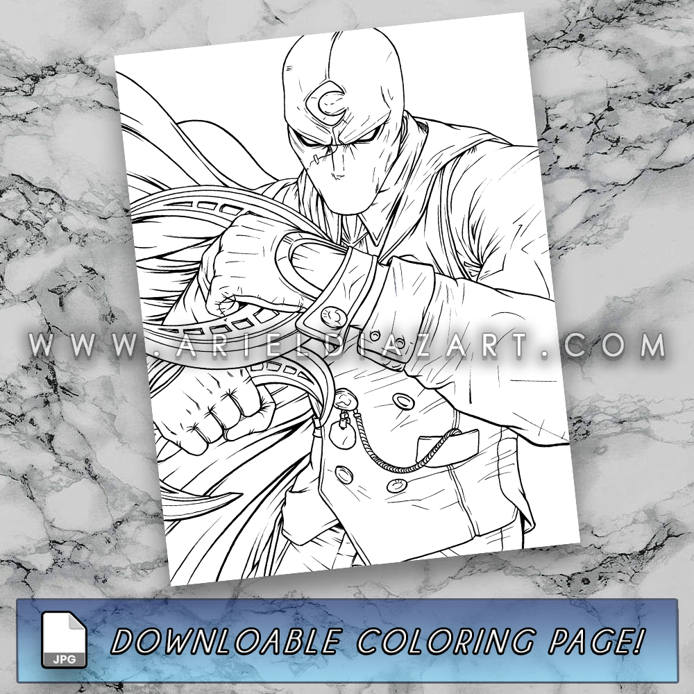 Download - Marvel Rivals Moon Knight "Mr. Knight" Line Art Coloring Page