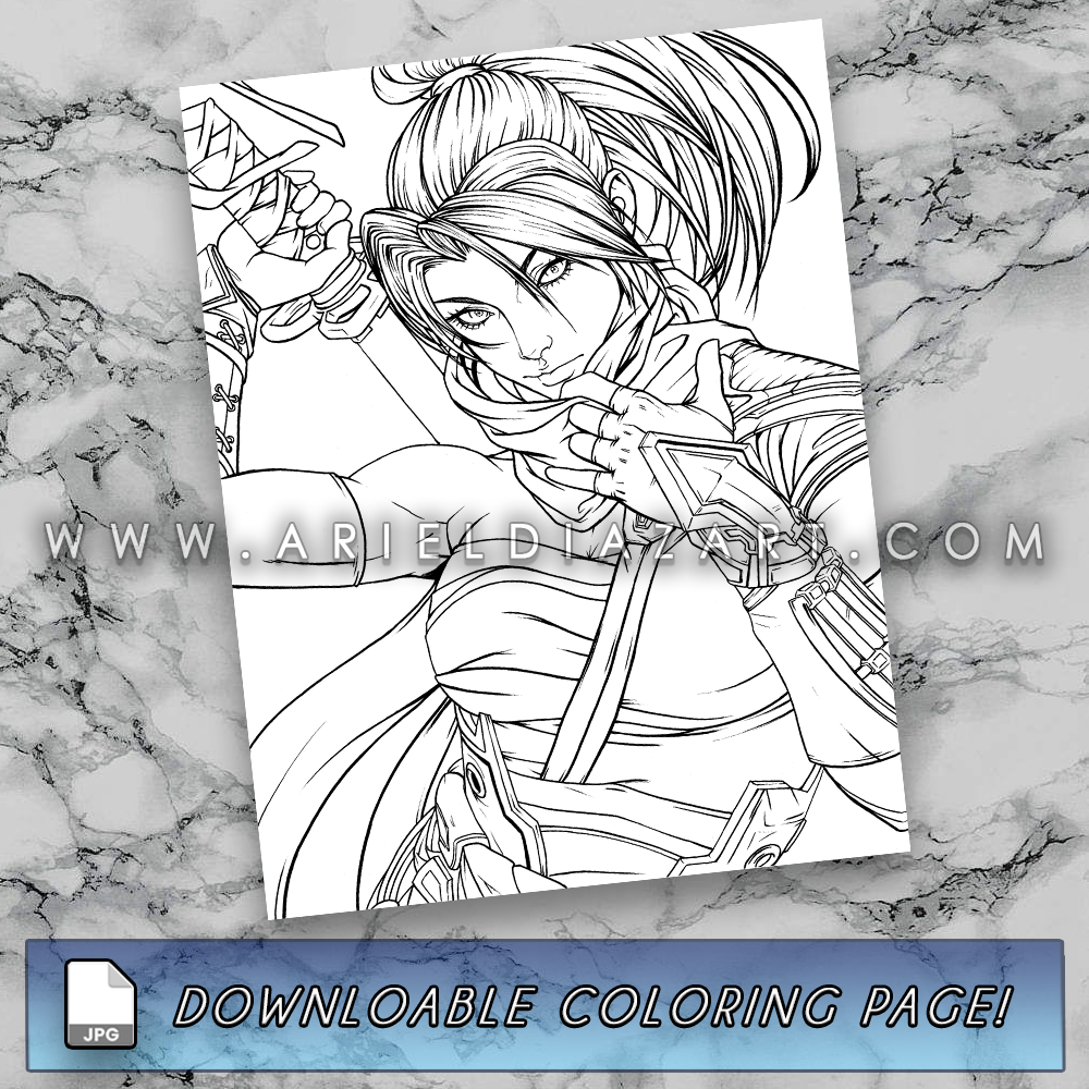 Download - Marvel Rivals Psylocke Line Art Coloring Page