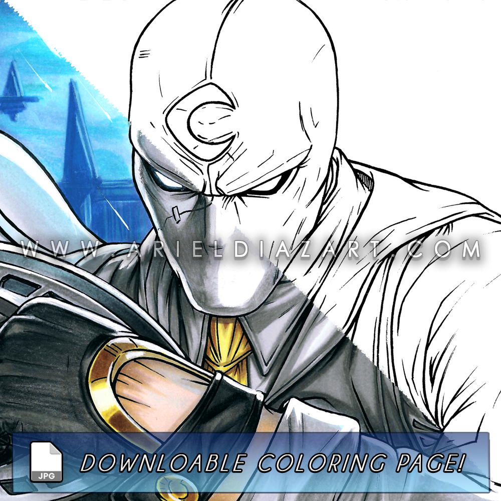 Download - Marvel Rivals Moon Knight "Mr. Knight" Line Art Coloring Page