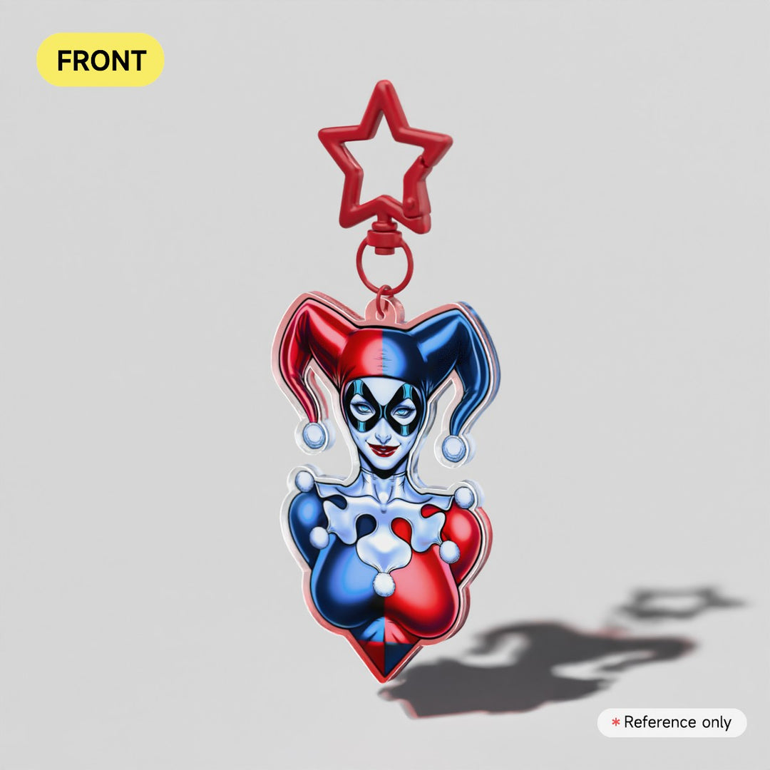 Harley Quinn Jester Clear Acrylic Keychain