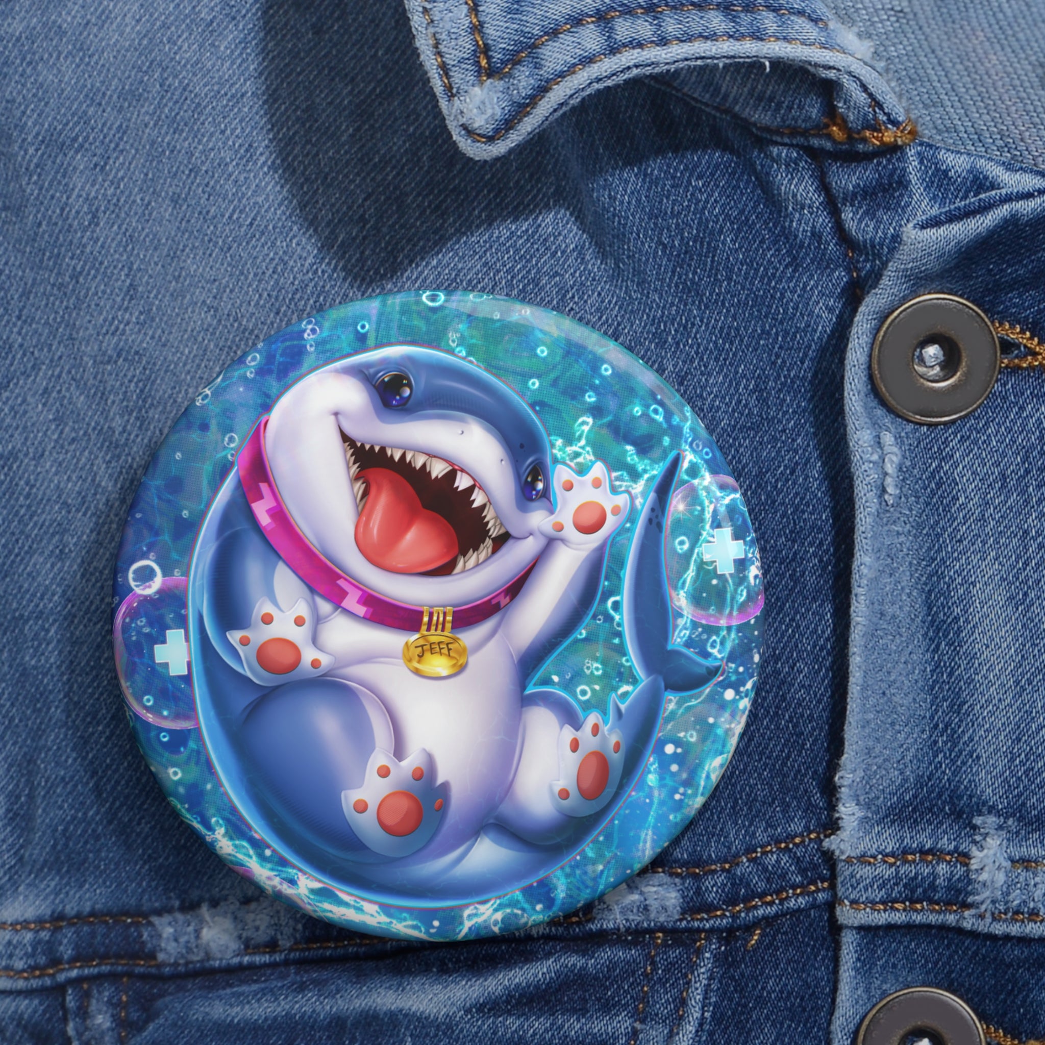 Marvel Rivals: Jeff the Landshark: Chompin' Champion Pin Button
