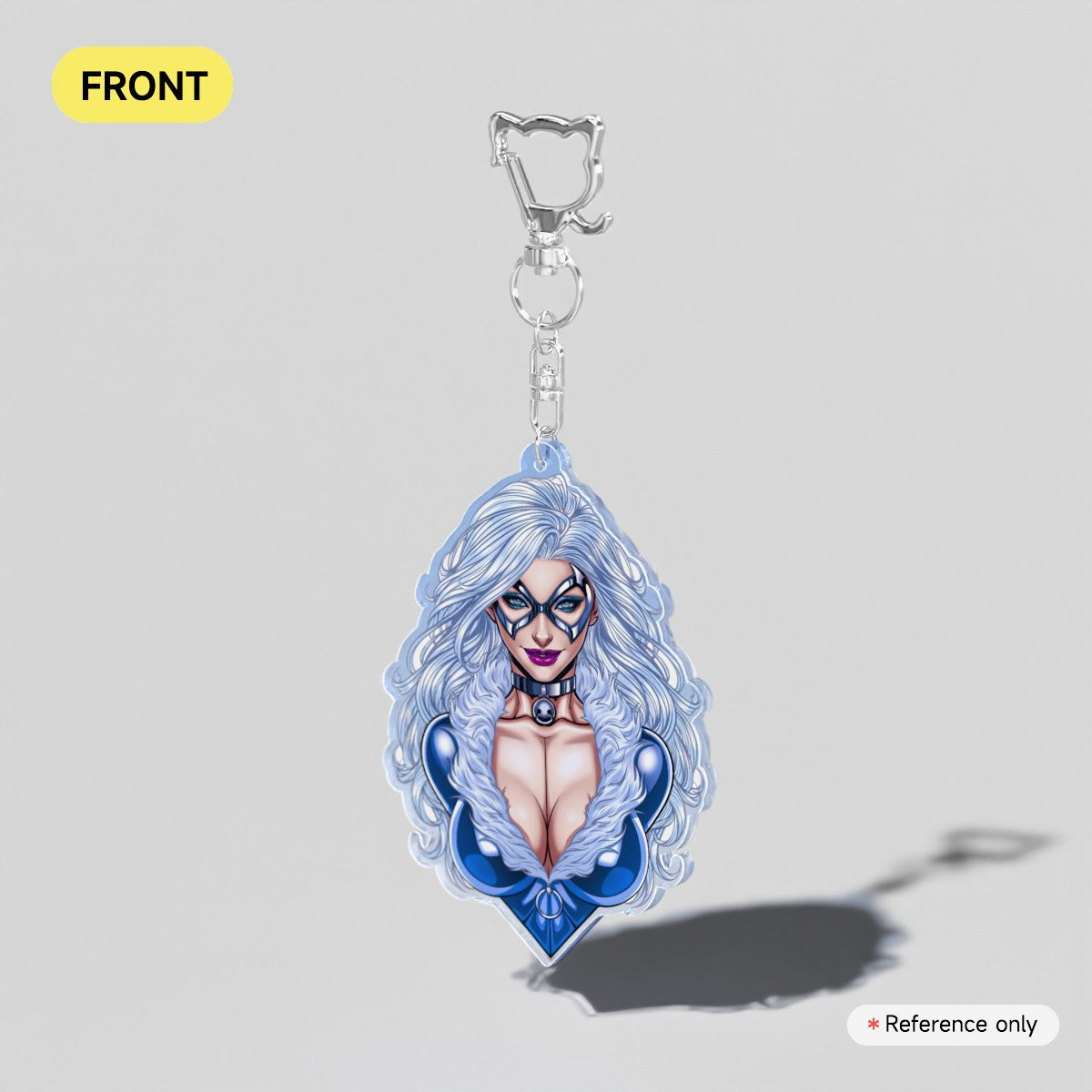 Black Cat Bust Clear Acrylic Keychain