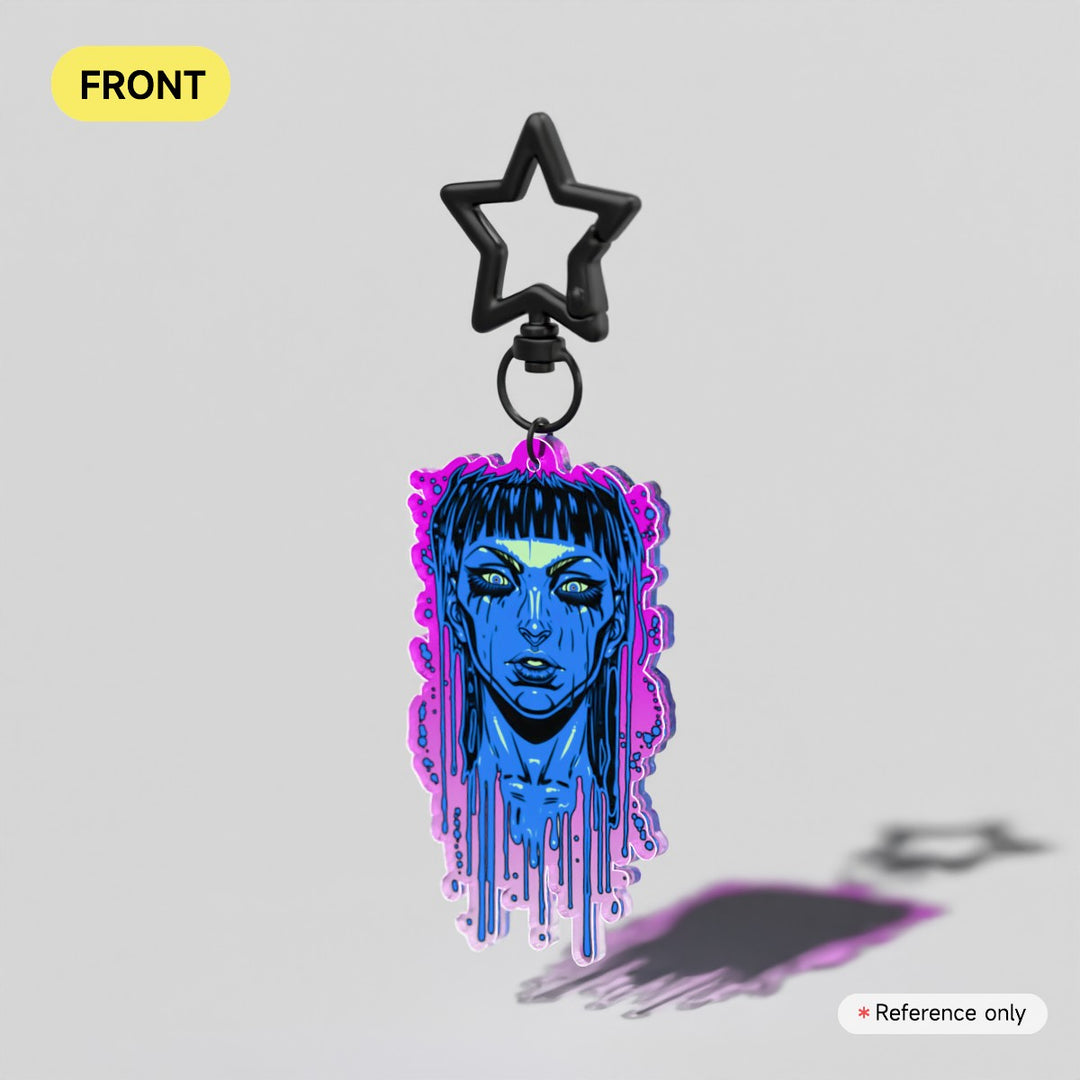 Acid Pour Blueberry Acrylic Keychain
