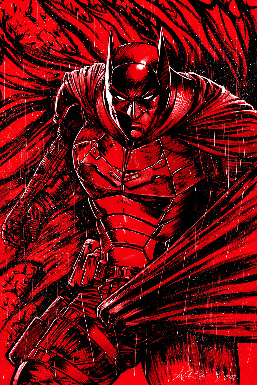 Batman Trad Red Fan Art Premium Semi-Gloss Art Print