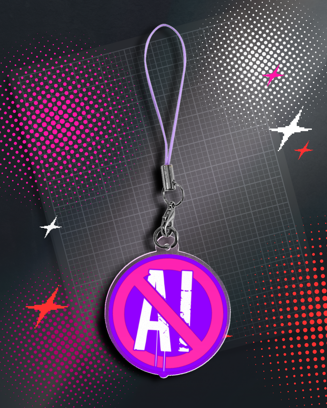 Anti-AI Berry Acrylic Phone Charm