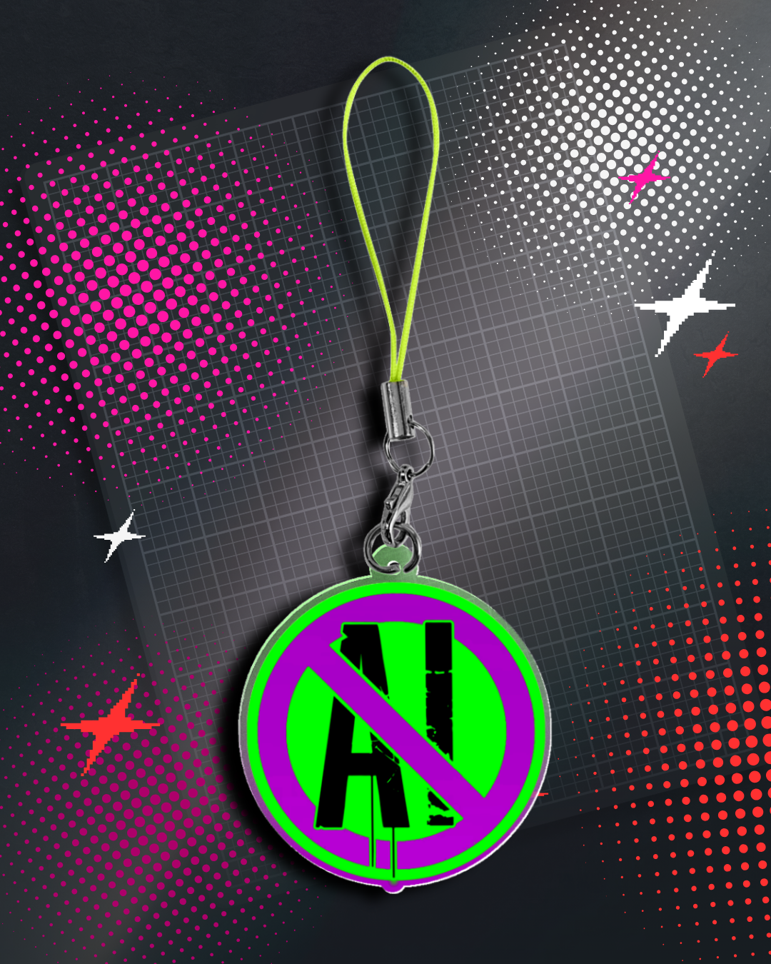Anti-AI Grape Smash Acrylic Phone Charm