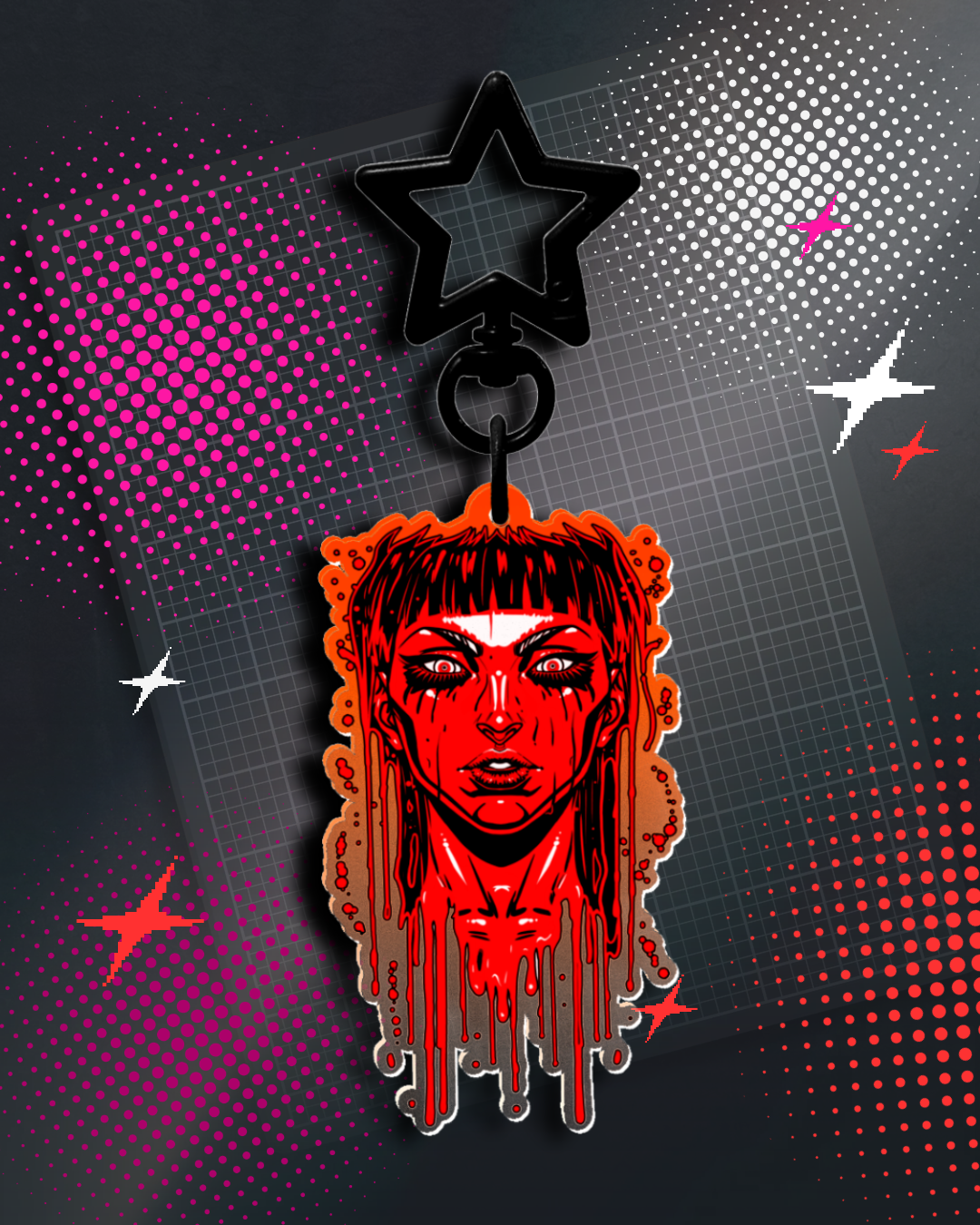 Acid Pour Habanero Acrylic Keychain