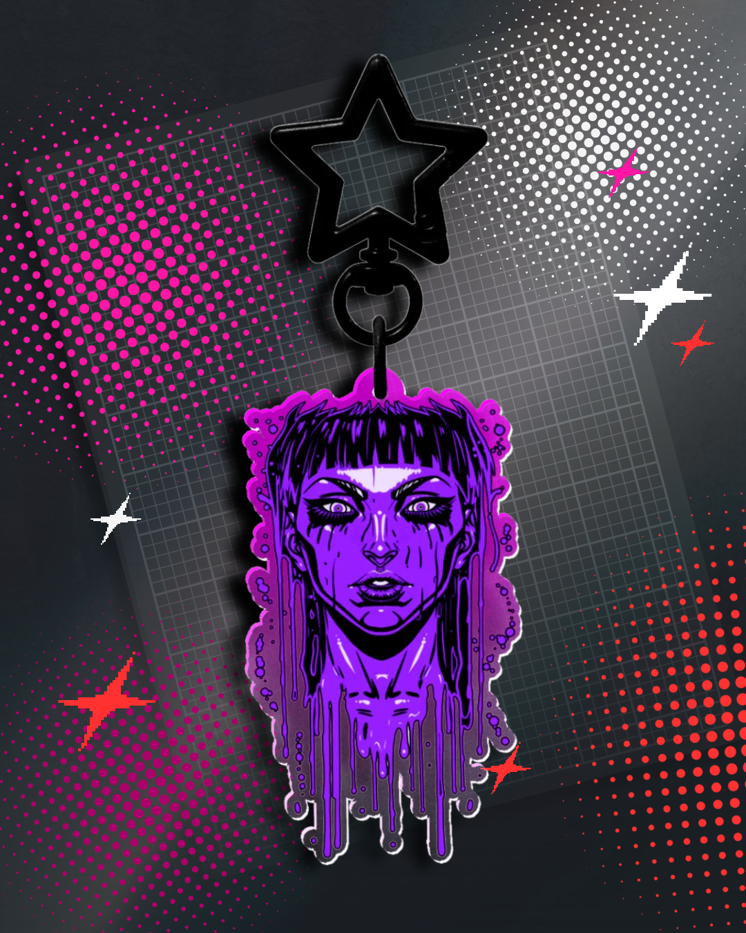 Acid Pour Plum Acrylic Keychain