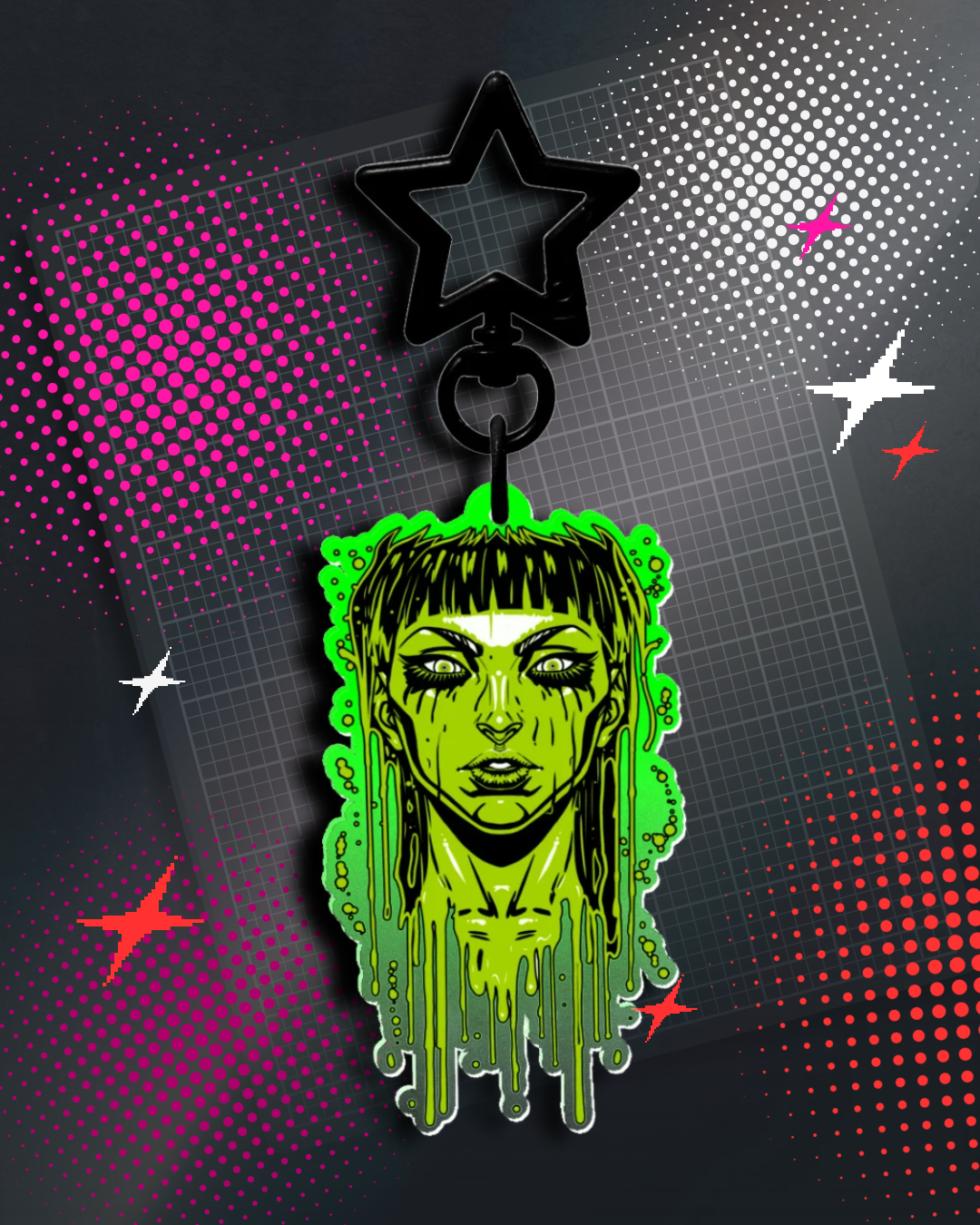 Acid Pour Lime Acrylic Keychain