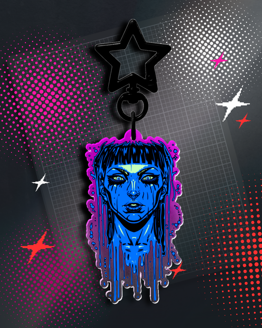 Acid Pour Blueberry Acrylic Keychain