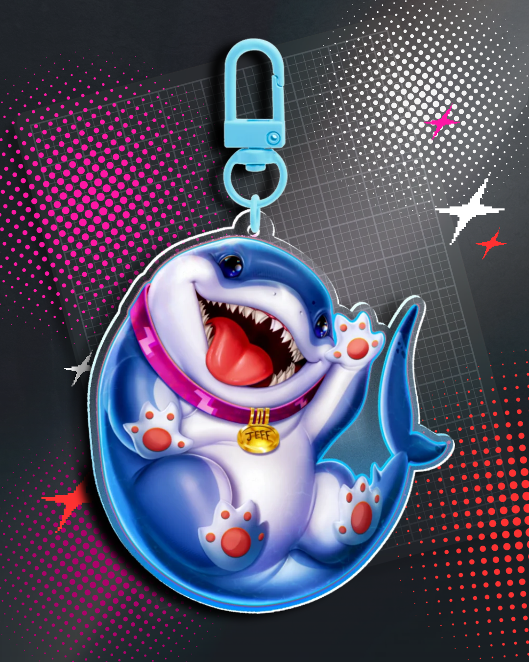 Jeff the Landshark Clear Acrylic Keychain