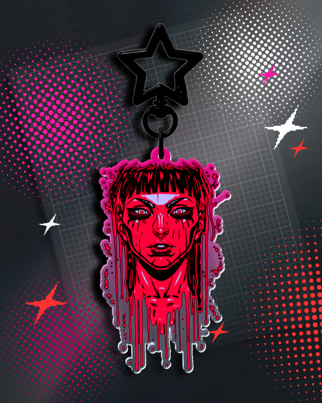 Acid Pink Clear Acrylic Keychain