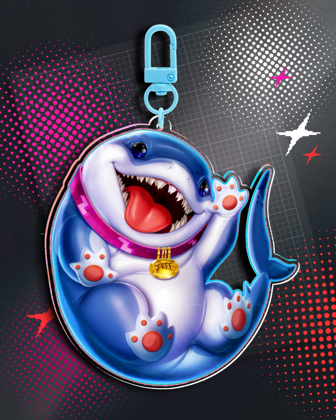 Jeff the Landshark Clear Acrylic Keychain