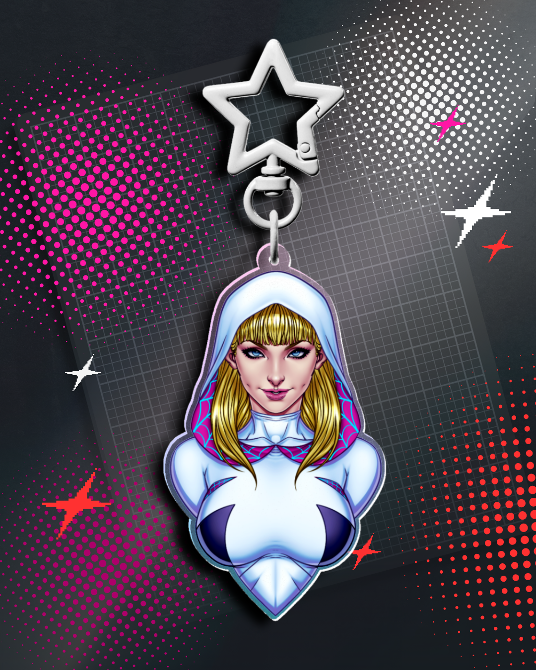 Spider-Gwen Bust Clear Acrylic Keychain