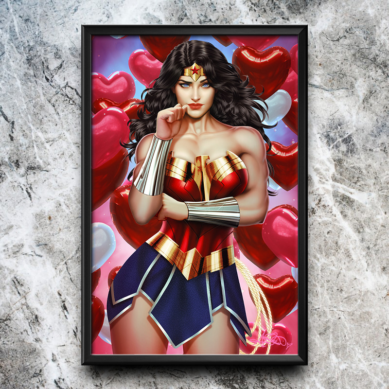 Wonder Woman Valentine's Day Semi-Gloss Art Print