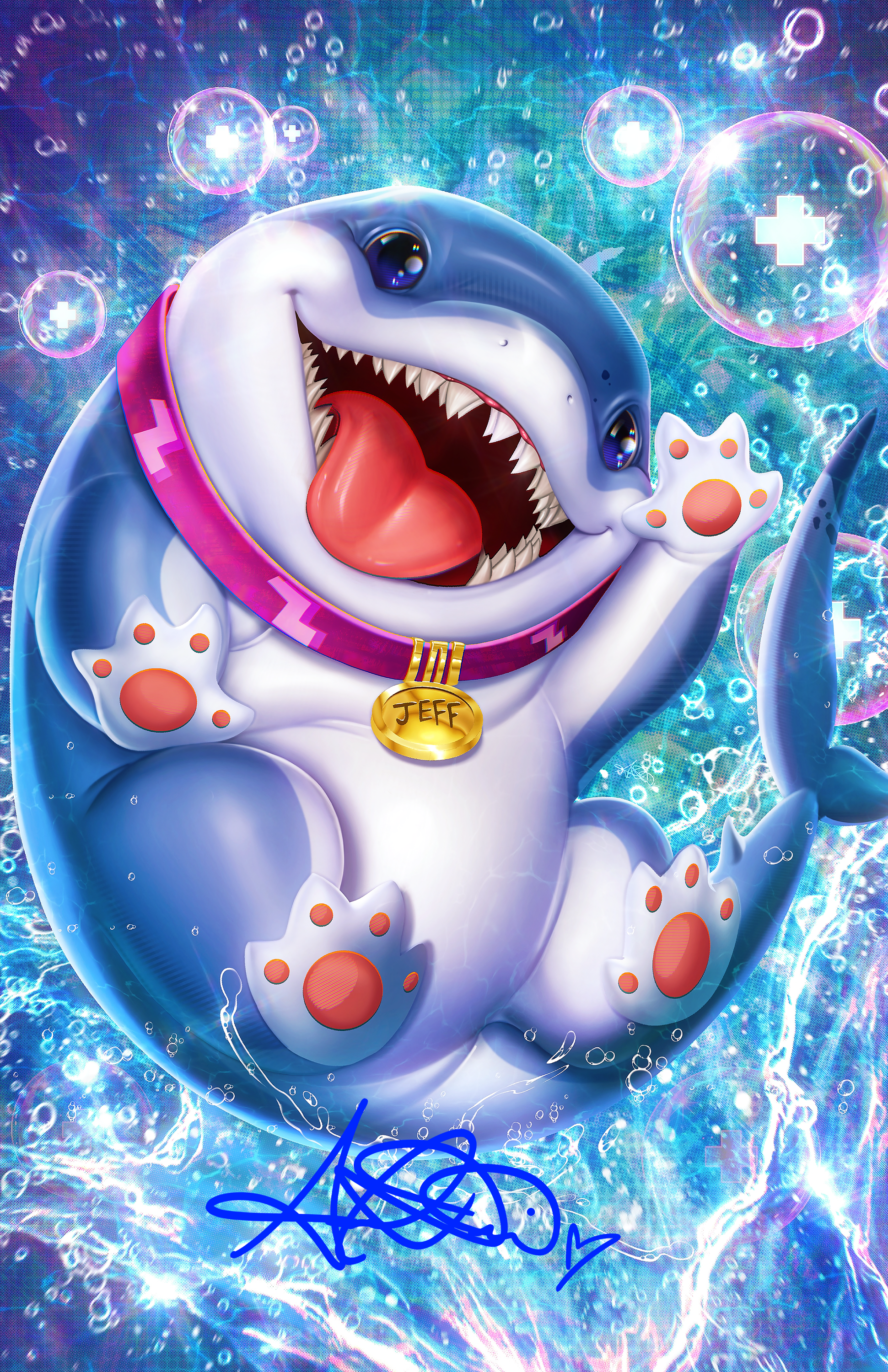 FUN SIZE "Splash" Marvel Rivals Jeff the Landshark Limited Art Print