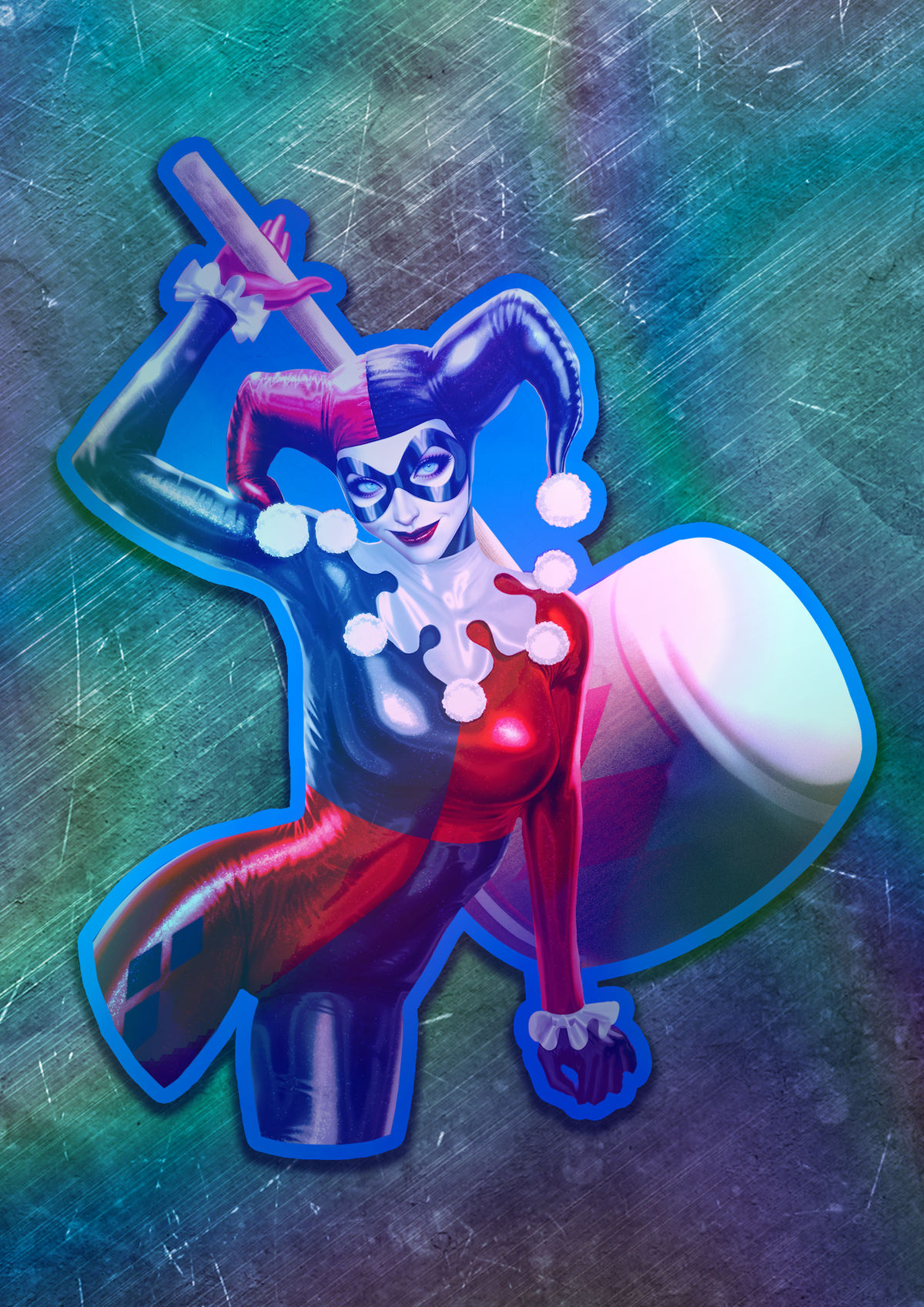 Harley Quinn Jester Vinyl Sticker