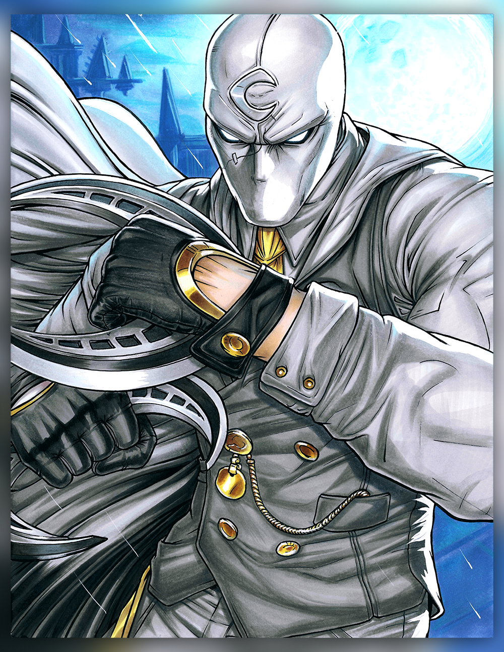 ADA Moon Knight "Mr. Knight" Marvel Rivals A4 Size Art Original