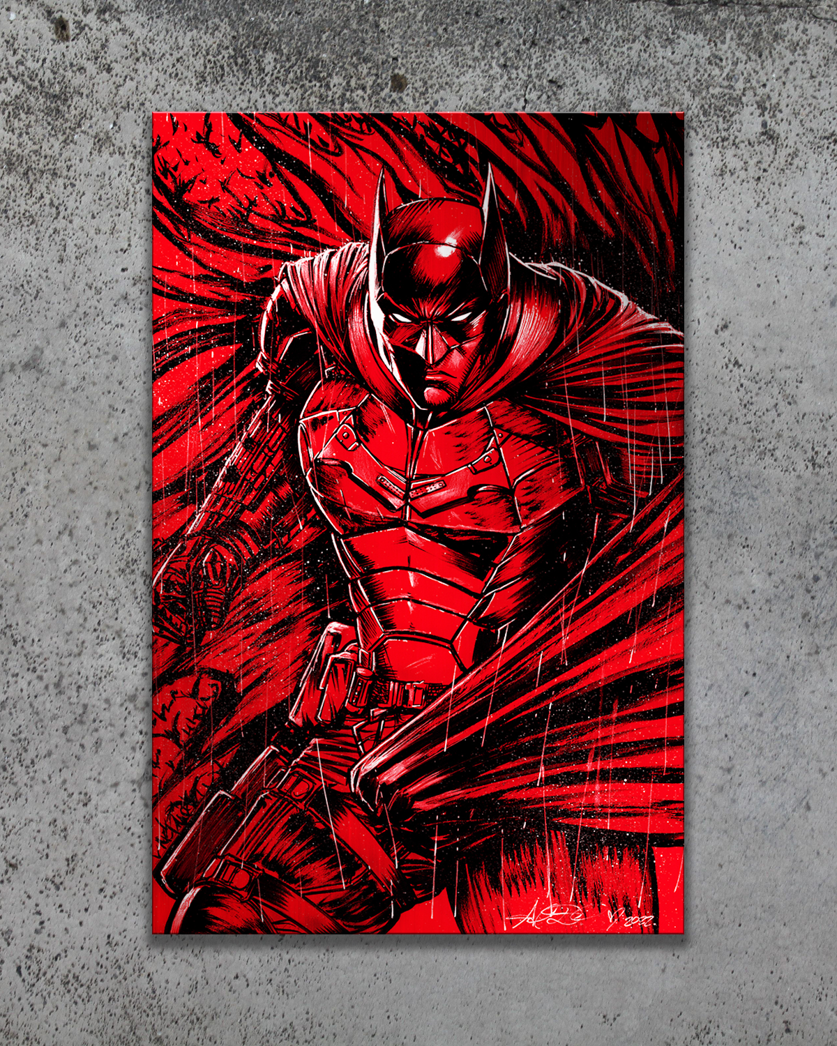 The Batman (Red) Metal Print