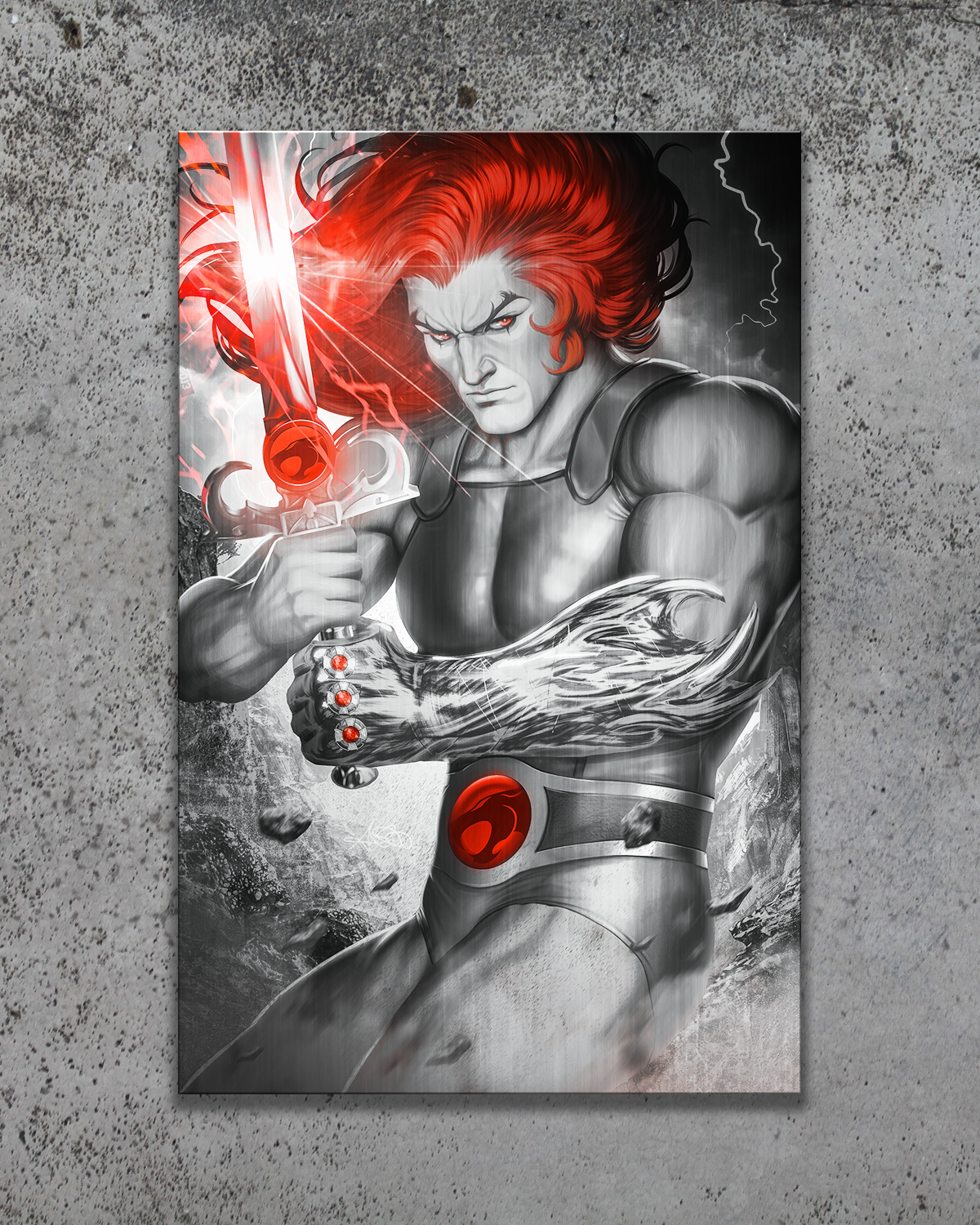 Thundercats #1 (Lion-O) BWR Metal Print