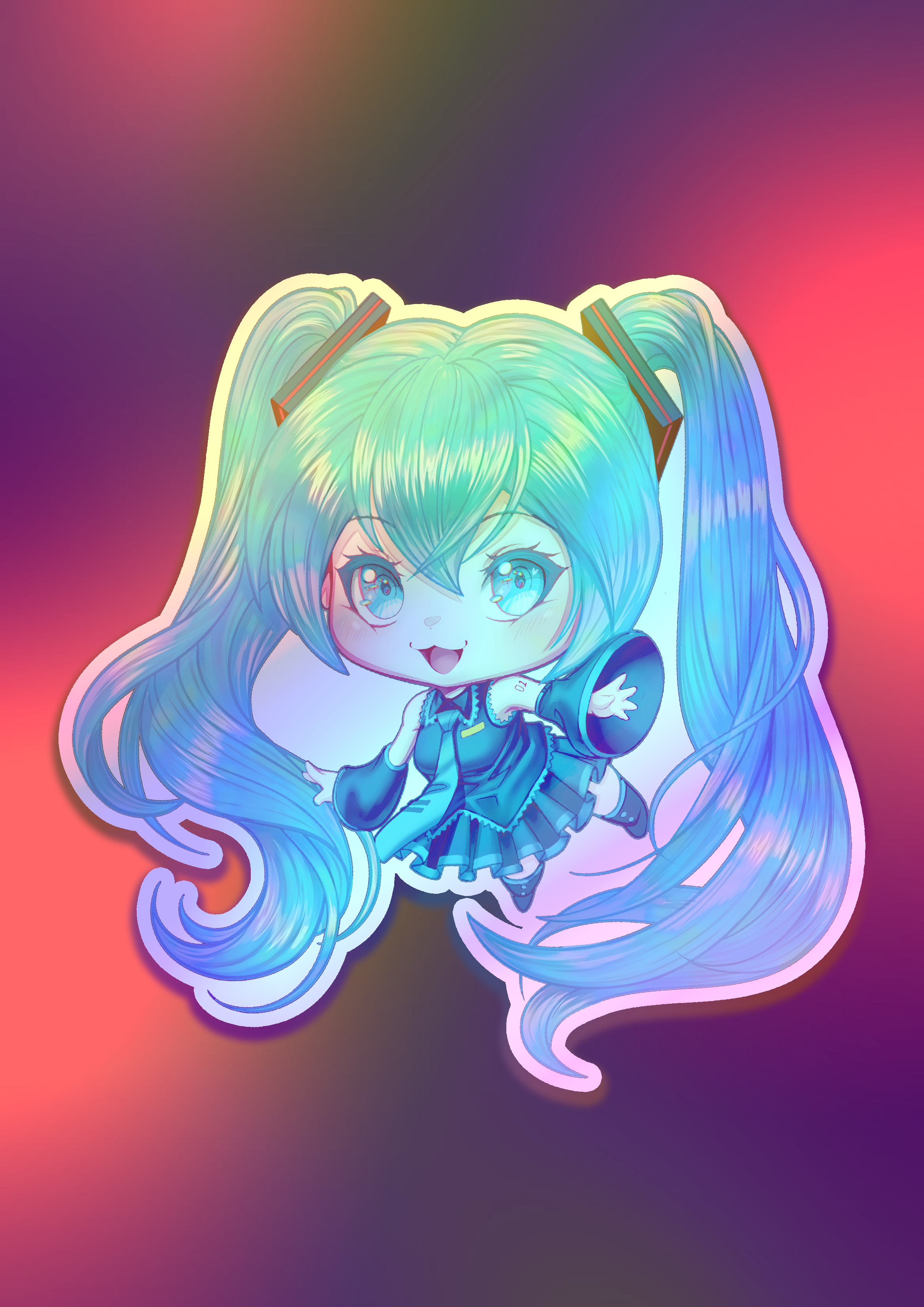 Miku Hatsune Chibi Holographic Die-Cut Sticker 4"