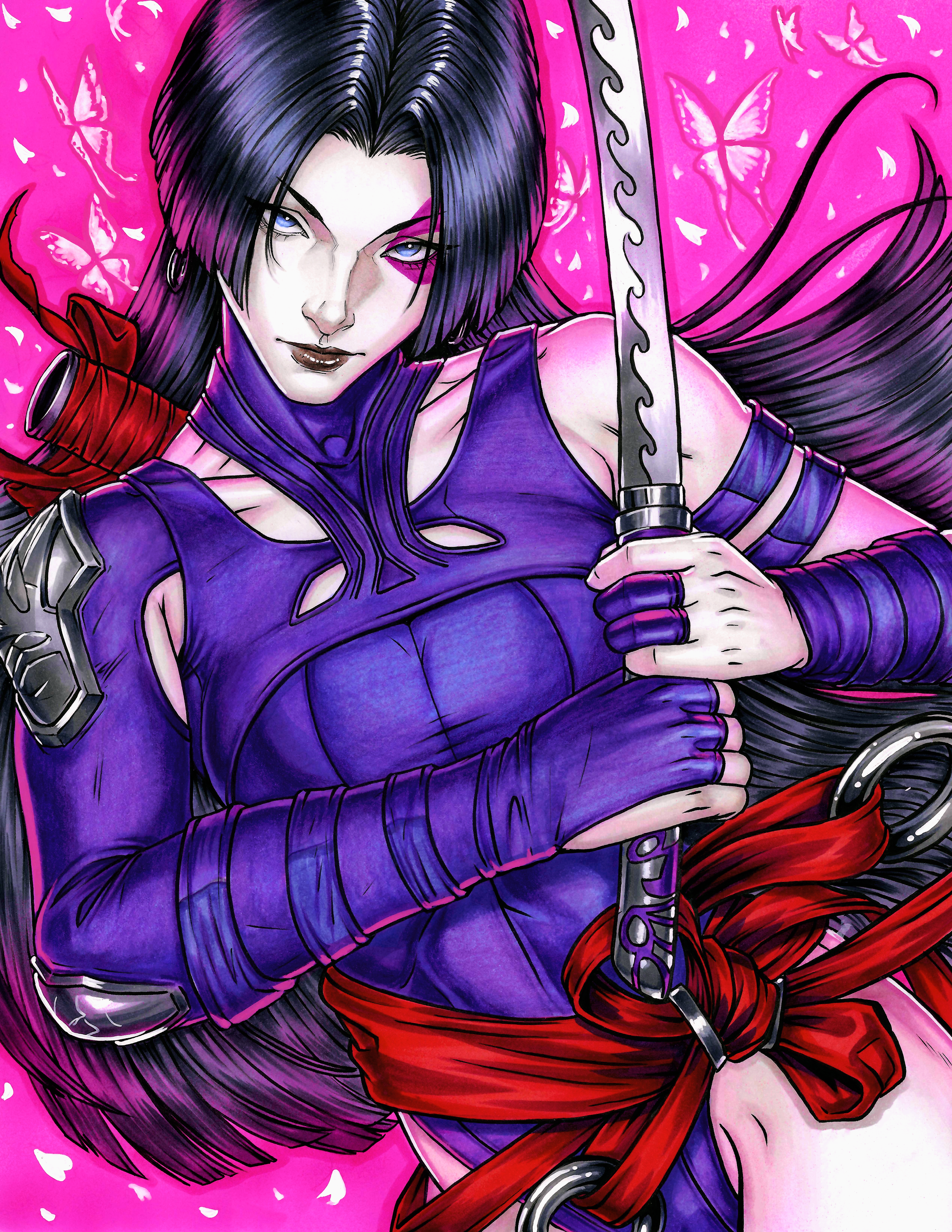 ADA Psylocke "Vengeance" Marvel Rivals A4 Size Art Original