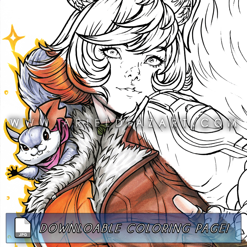 Download - Marvel Rivals Squirrel Girl Line Art Coloring Page