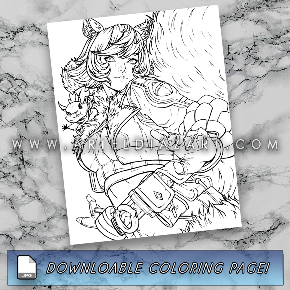 Download - Marvel Rivals Squirrel Girl Line Art Coloring Page – Ariel ...
