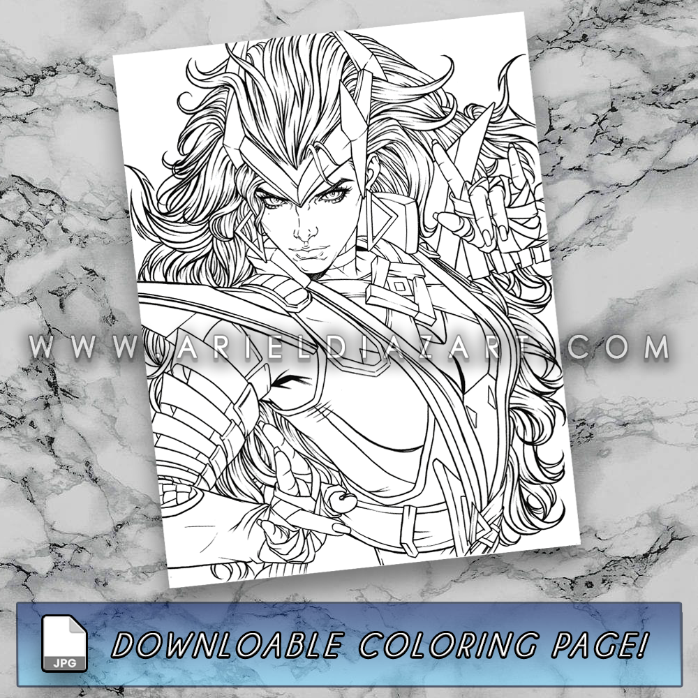 Download - Marvel Rivals Scarlet Witch Line Art Coloring Page