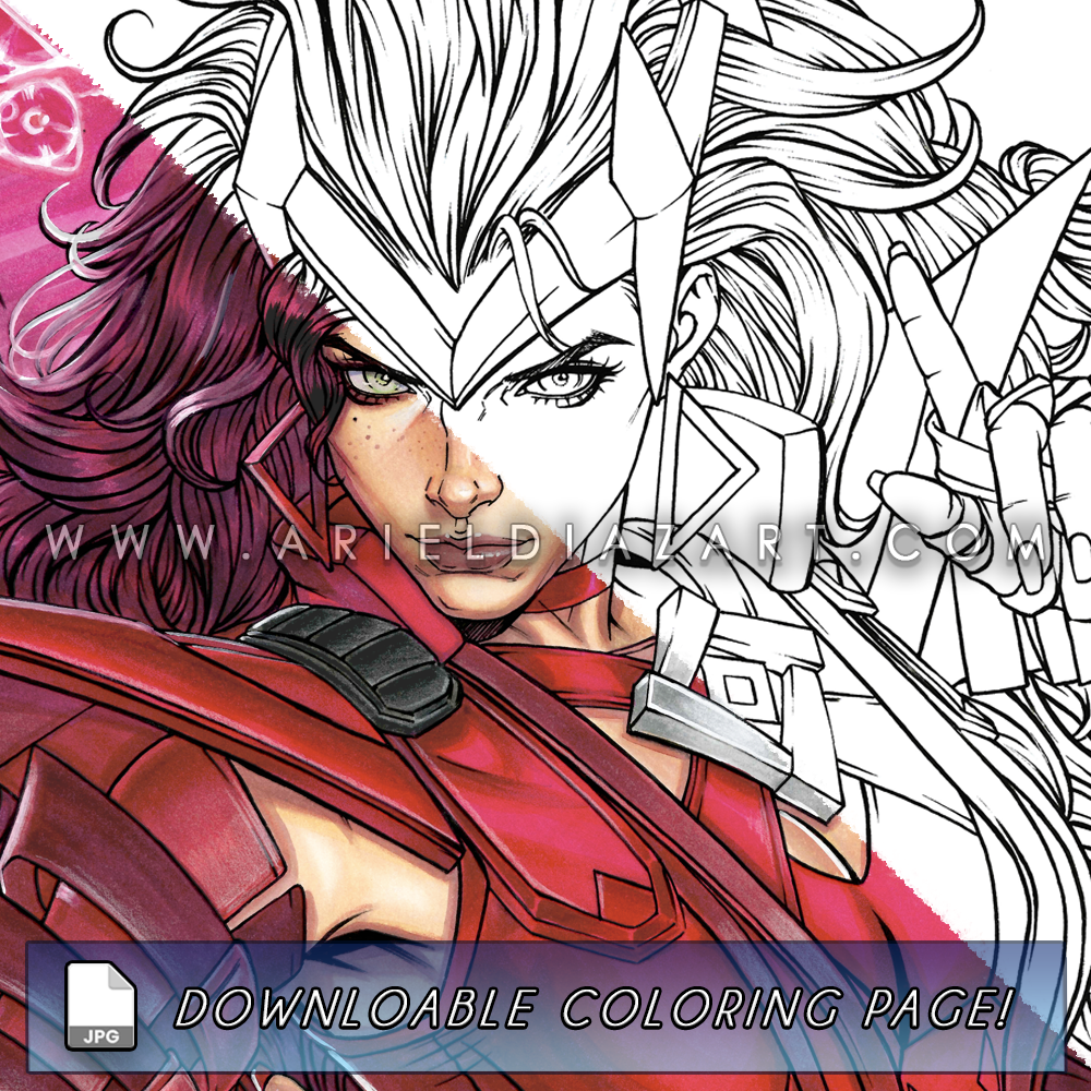 Download - Marvel Rivals Scarlet Witch Line Art Coloring Page