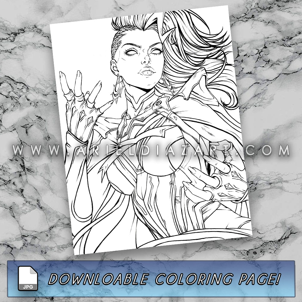 Download - Marvel Rivals Storm Line Art Coloring Page – Ariel Diaz Art