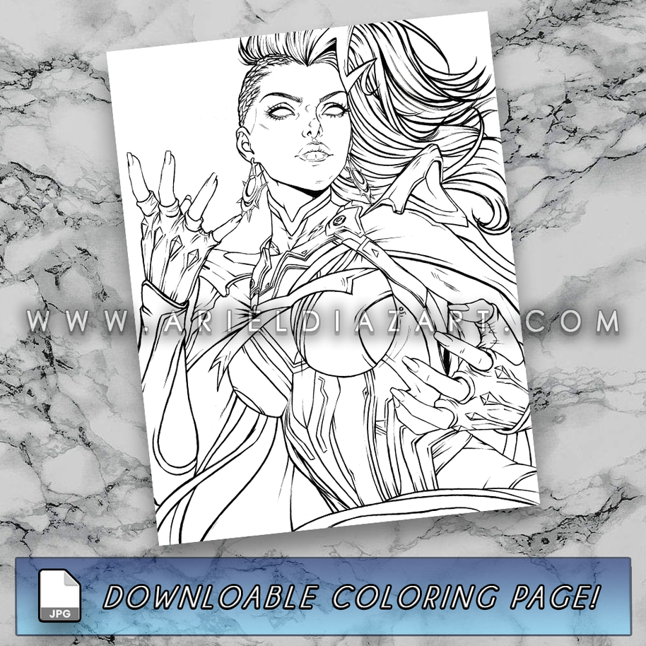Download - Marvel Rivals Storm Line Art Coloring Page – Ariel Diaz Art