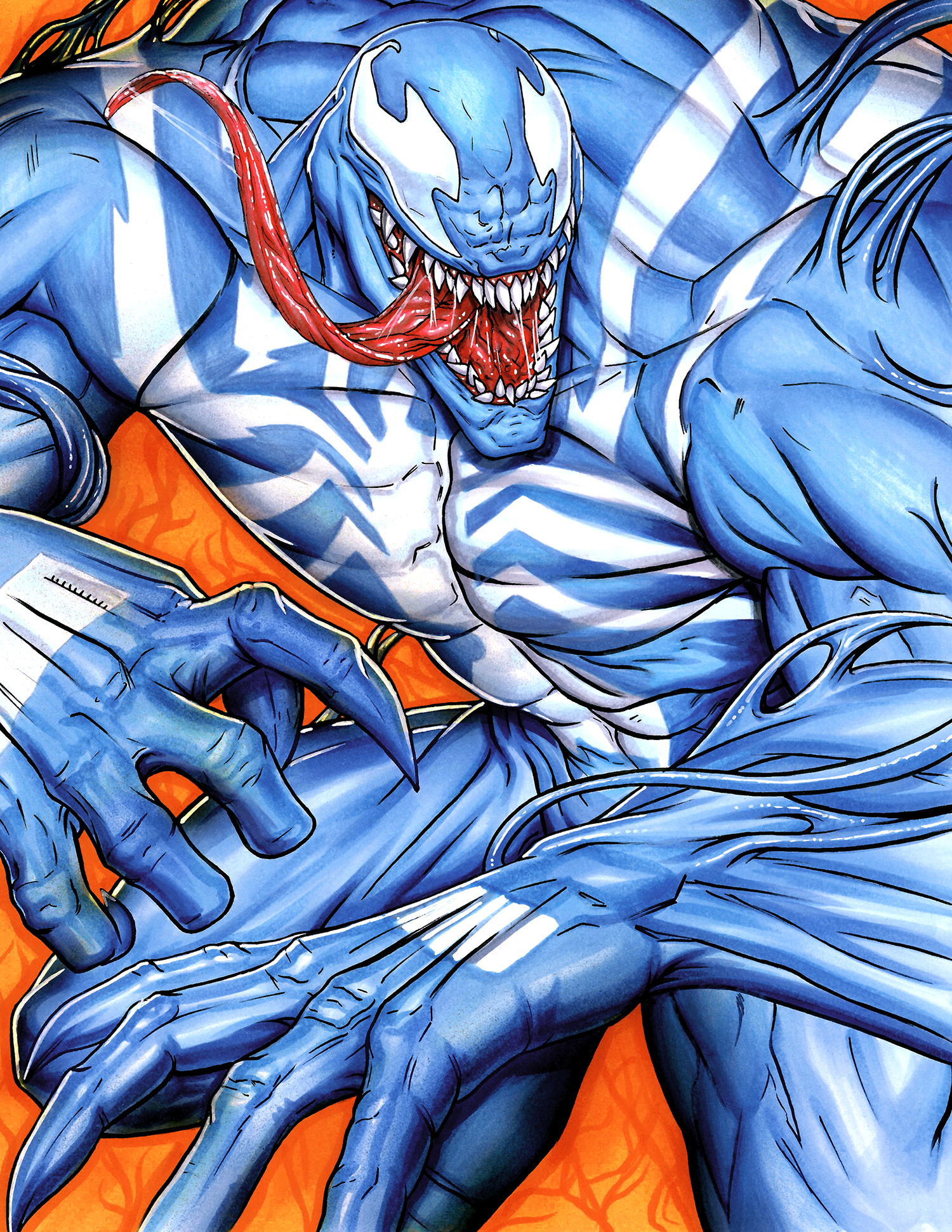 ADA Venom "Cyan Clash" Marvel Rivals A4 Size Art Original