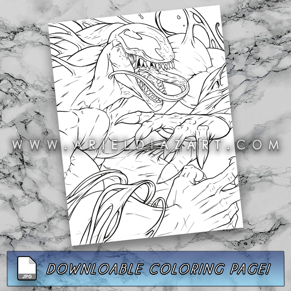 Download - Marvel Rivals Venom Line Art Coloring Page