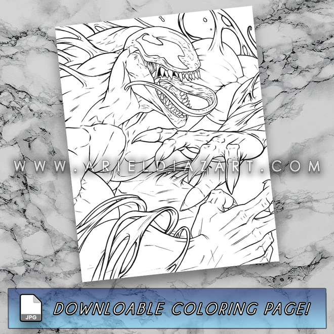 Download - Marvel Rivals Venom Line Art Coloring Page – Ariel Diaz Art
