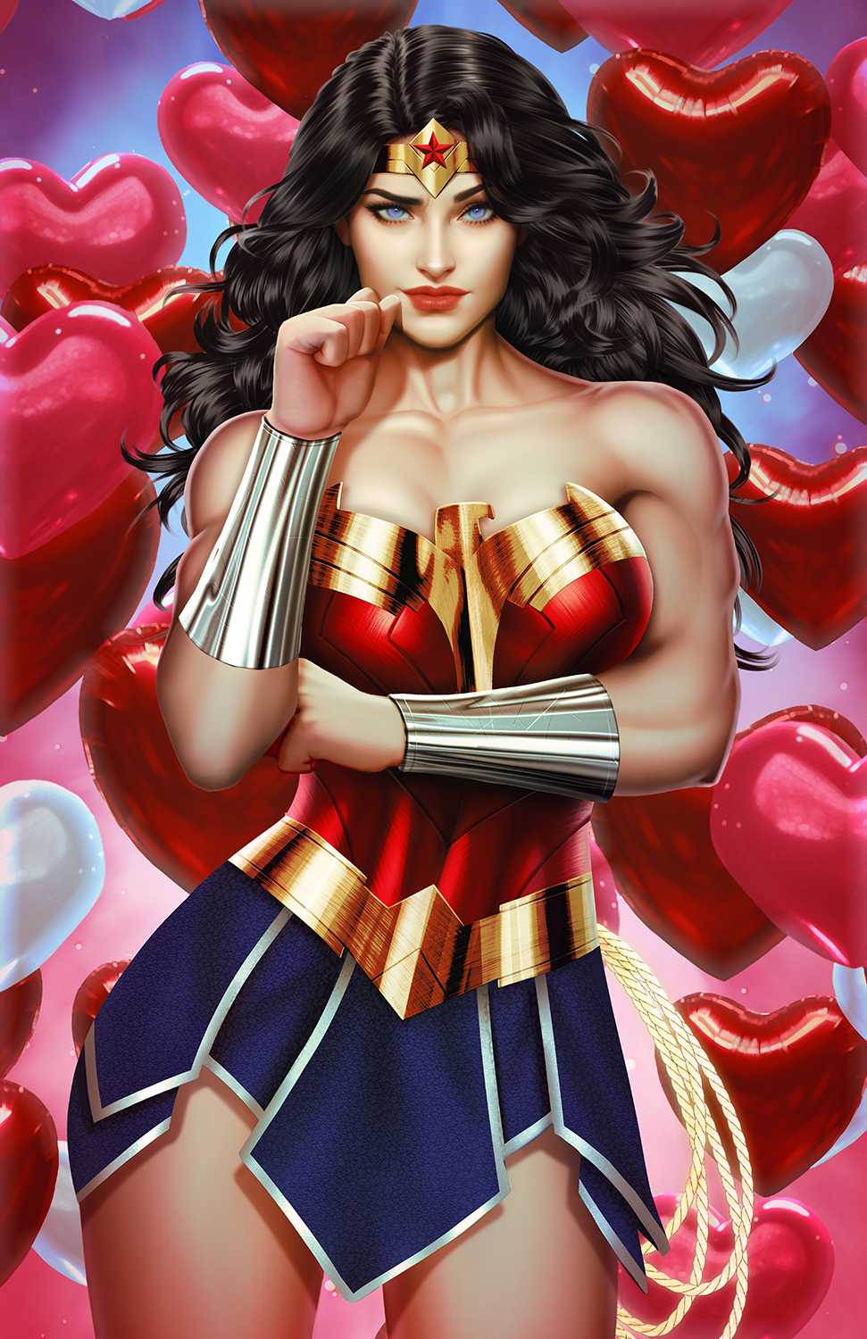 Wonder Woman Valentine's Premium Semi-Gloss Art Print